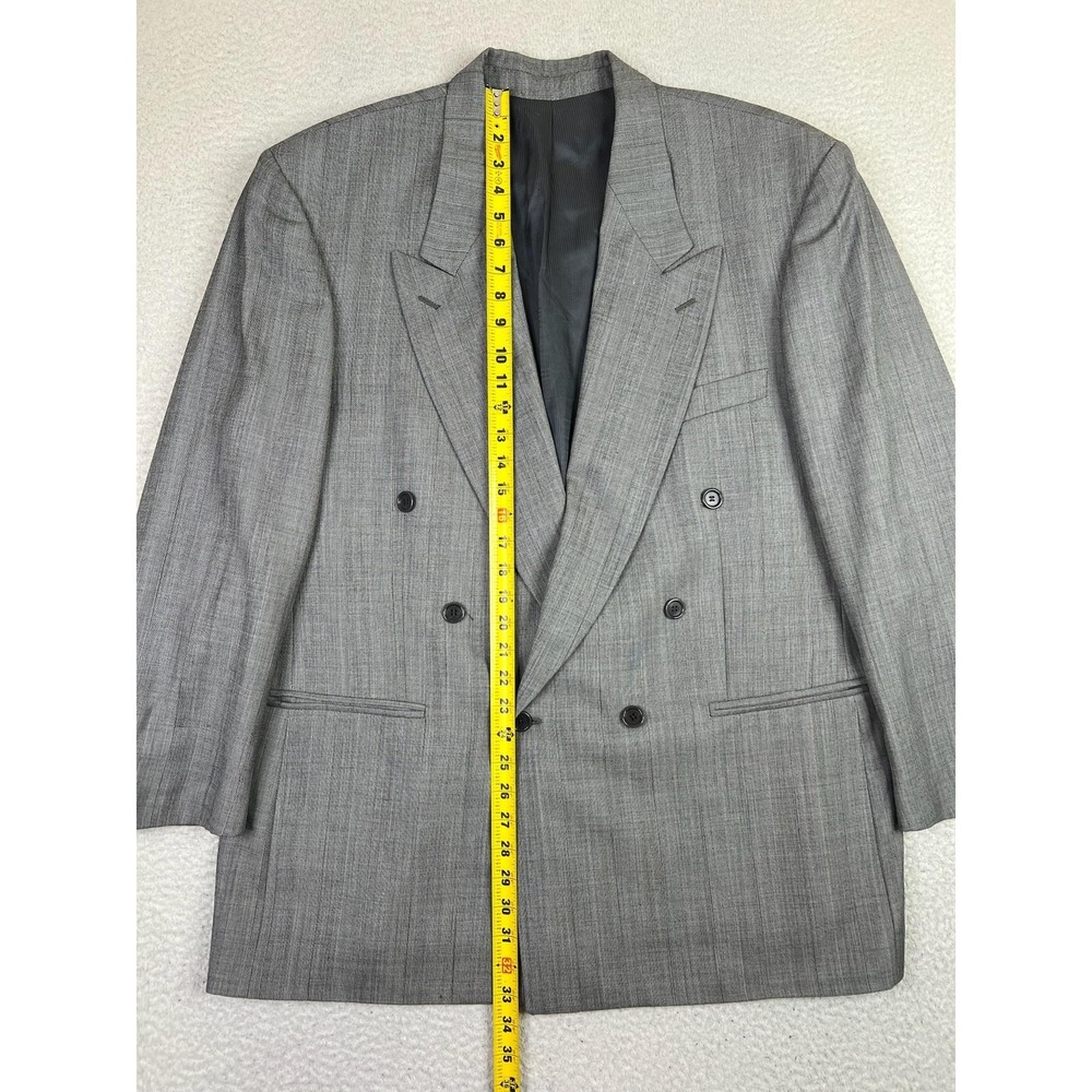 Zanetti‎ Blazer Mens 46R (Fits 50R) Gray Double Breasted Super 100s Wool Italy